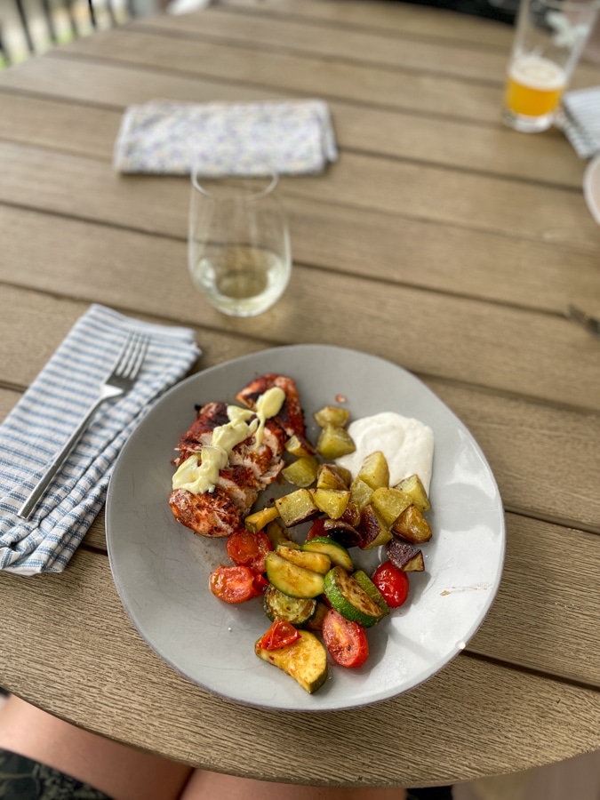 Blue Apron dinner at the porch