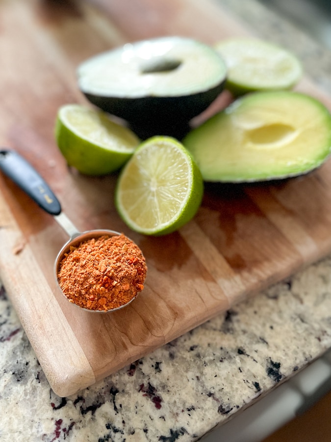 chopped lime and avocado