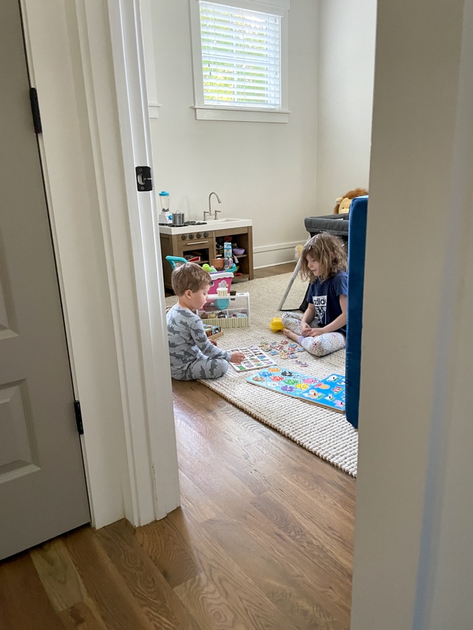 wool and jute rug in playroom