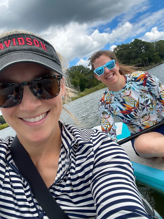 two women kayaking