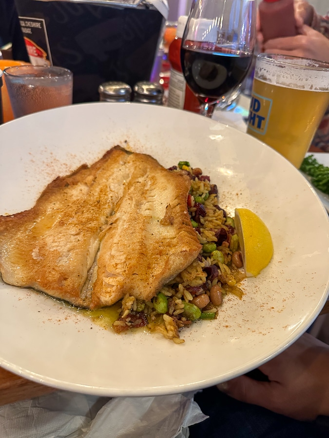 trout with succotash
