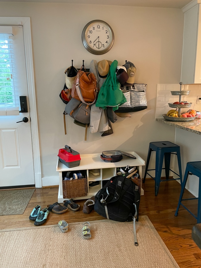 messy mudroom