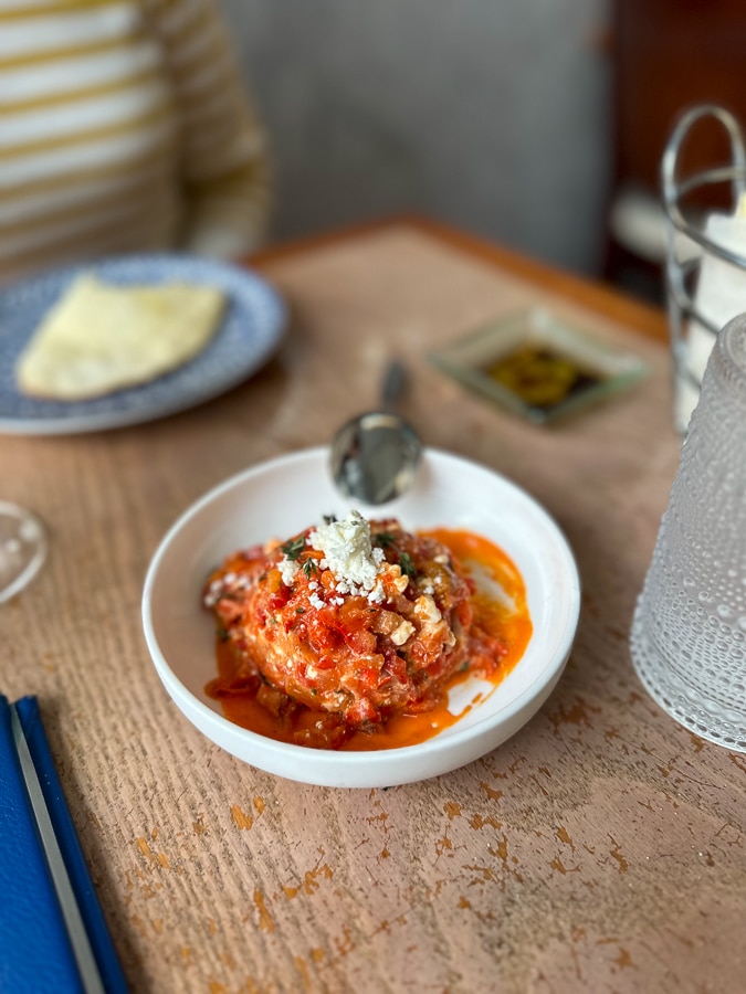 marinated roasted red peppers, feta, thyme