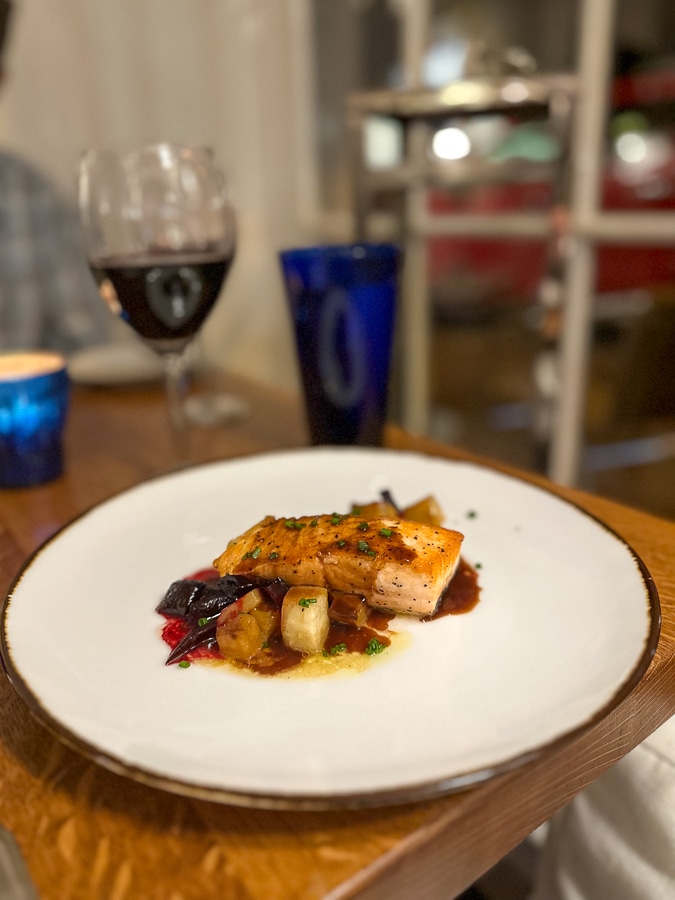 salmon in bourbon balsamic glaze