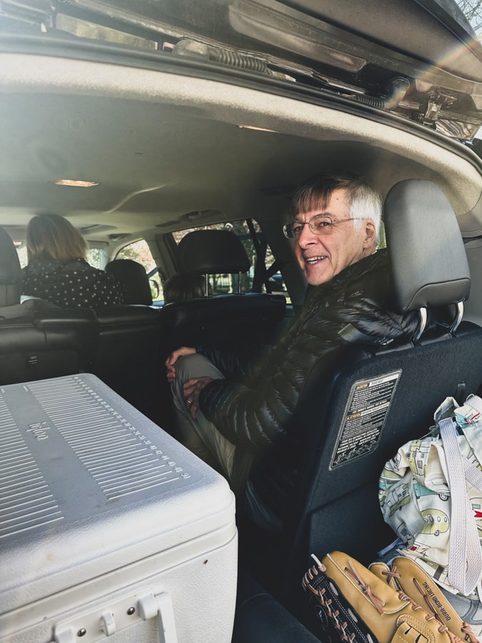 dad at the back of the car