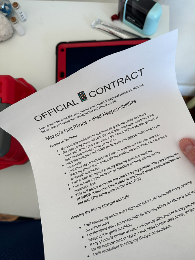 iPhone contract for kids