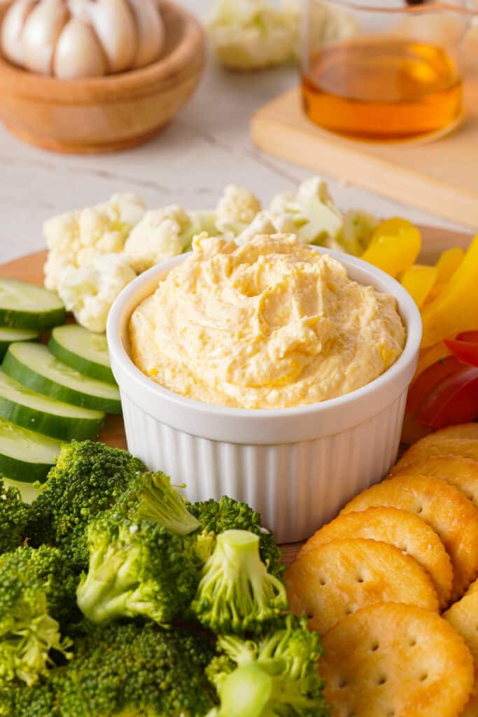 Cheese dip in ramekin