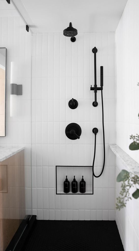 white and black bathroom