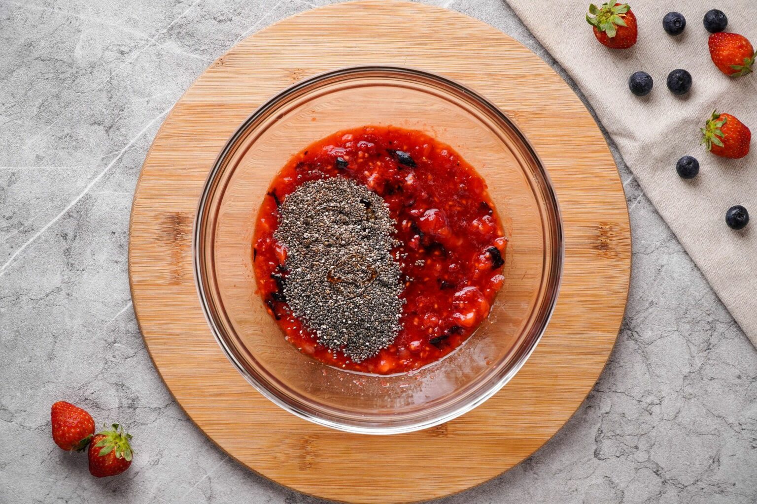 Mash berries mixture