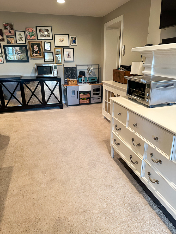 moving in stuff in the basement