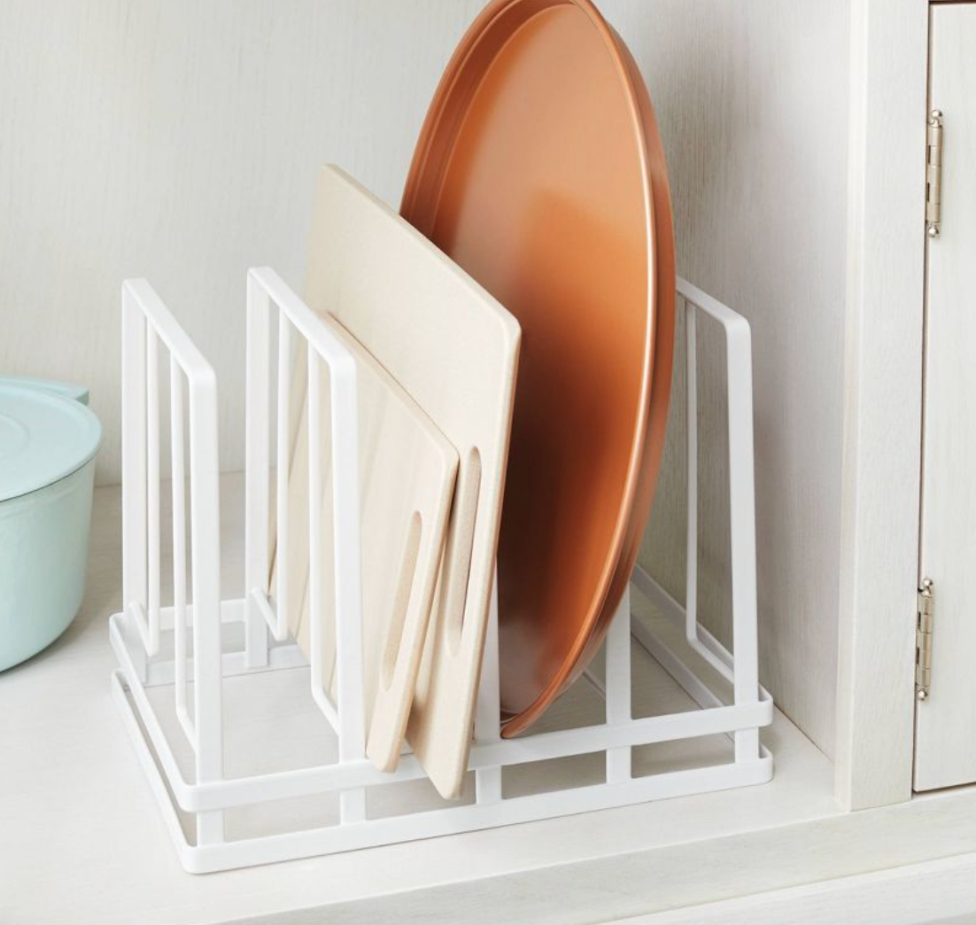 Vertical storage for sheet pans and cutting boards