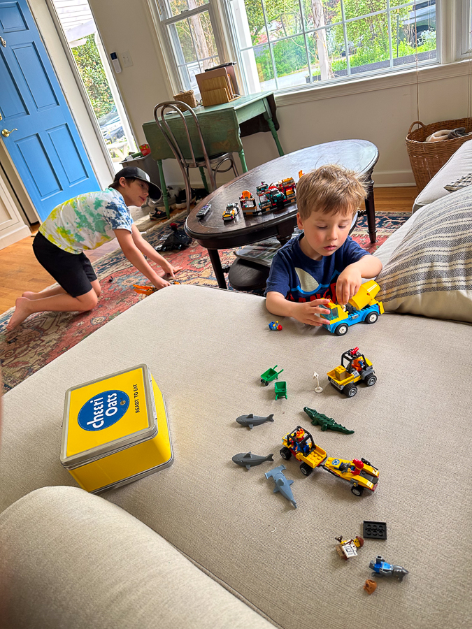 boys playing in the living room