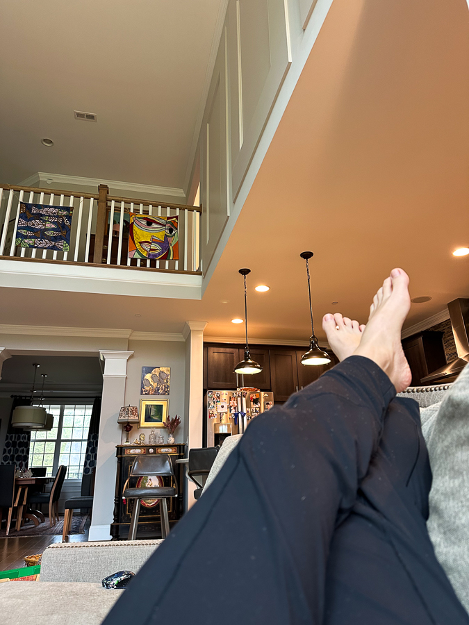 lounging around at home