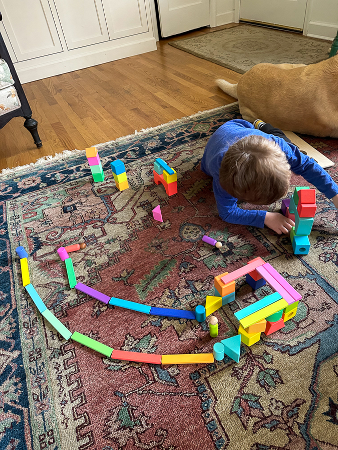 Birch playing with blocks