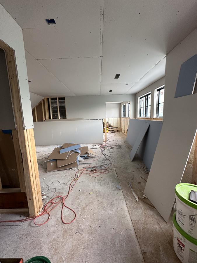 Drywall going in upstairs