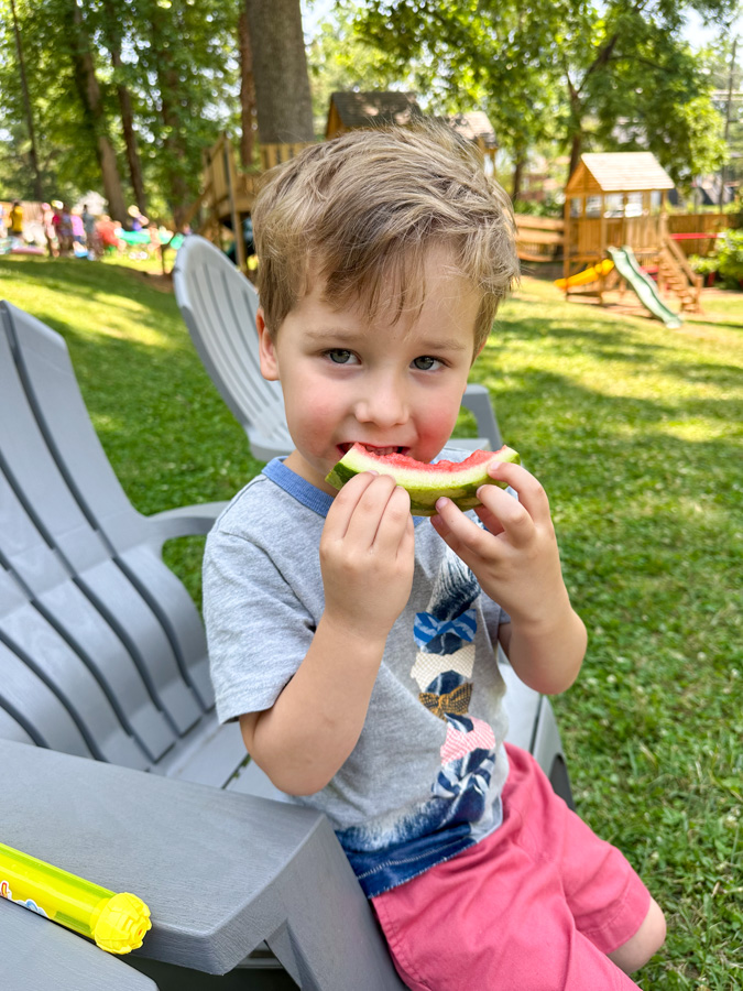 Birch eating watermelon