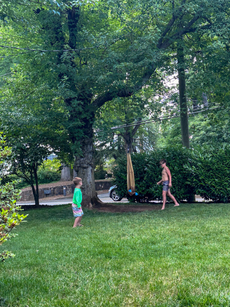 huge water balloon swinging on hammock