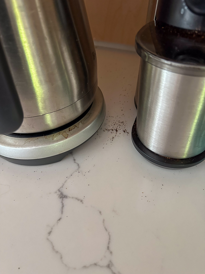 coffee grinds on counter