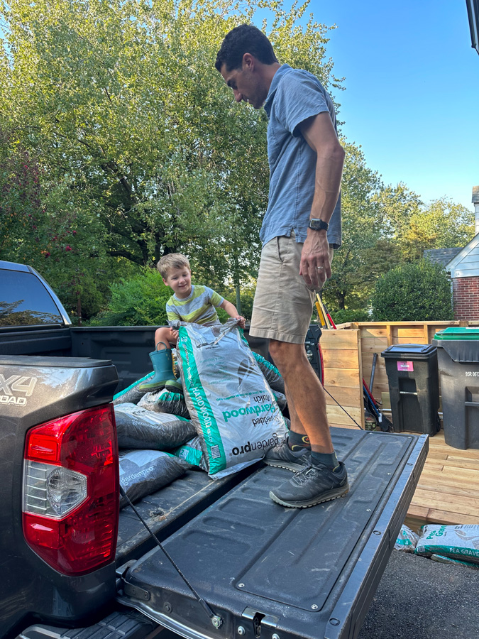 unloading materials from truck