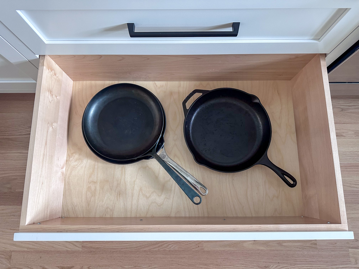 Cookware Drawer in kitchen
