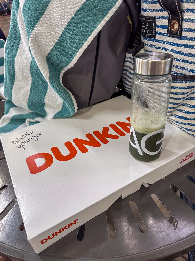 Dunkin and AG1 drink