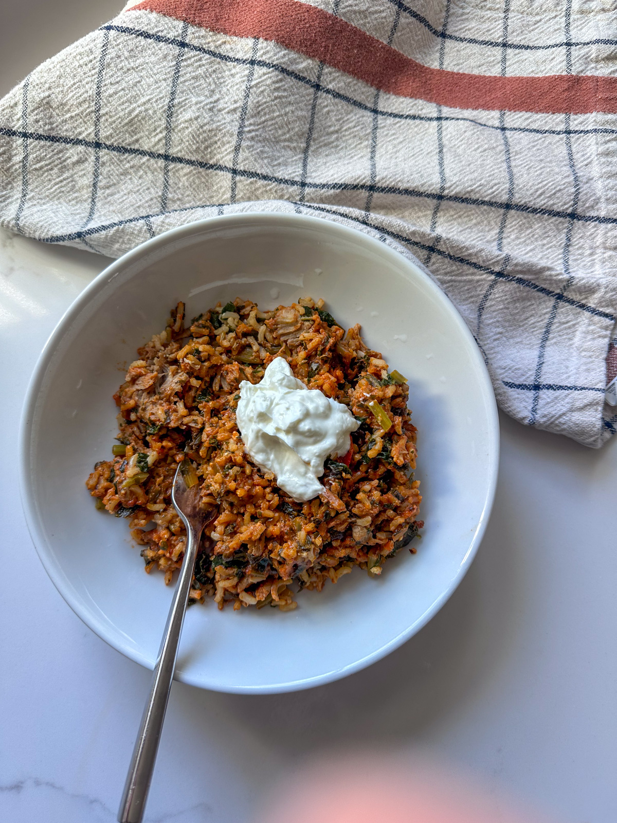 harissa turkey with brown rice with yogurt