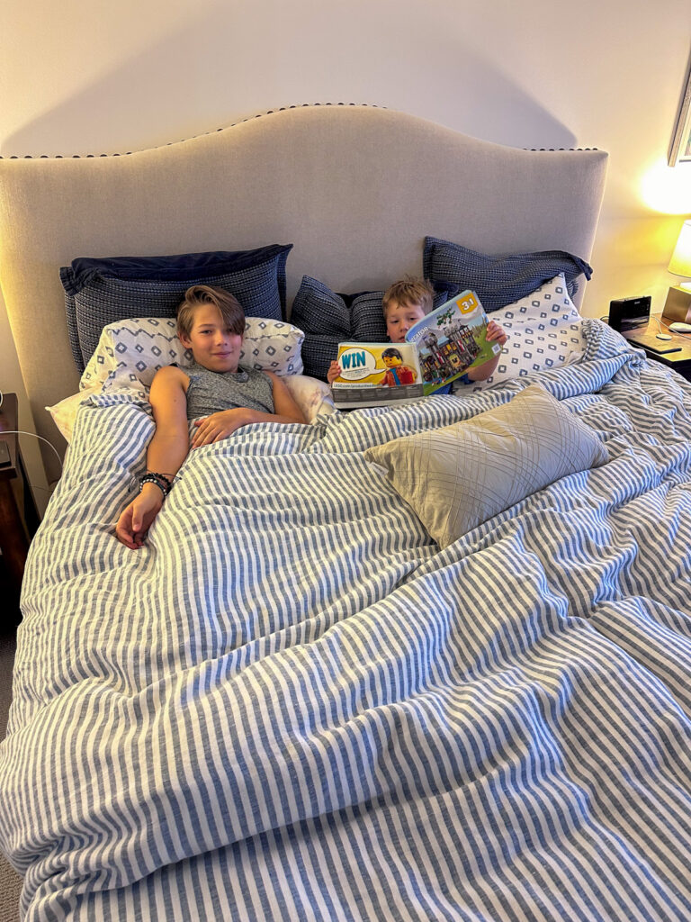 kids on parents' bed