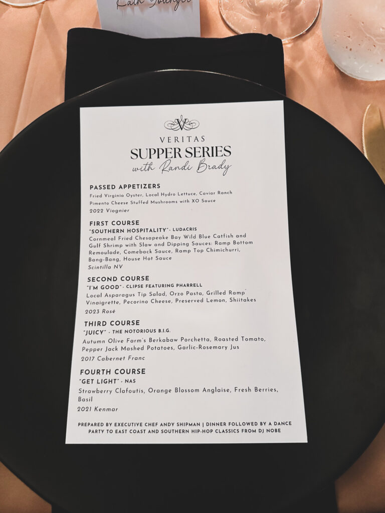 Supper Series Dinner at Veritas menu
