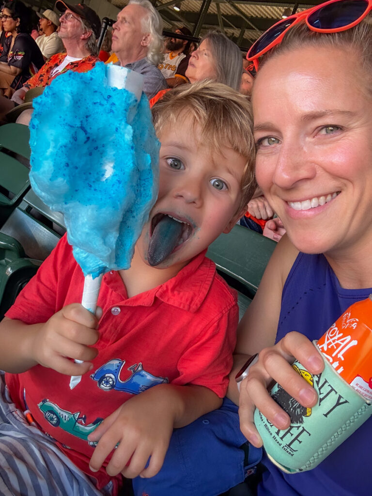 Kath Eats Blogger Kath Younger shares a photo her and her kid eating cotton candy
