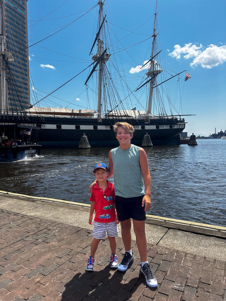 Kath Eats Blogger Kath Younger shares her Family Trip To Baltimore - in photo: two kids at the dock
