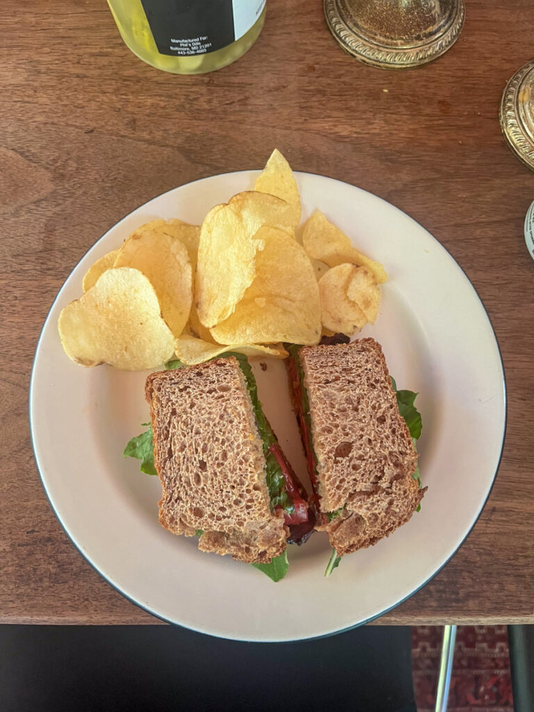 Kath Eats Blogger Kath Younger shares her Family Trip To Baltimore - in photo: sandwich and chips