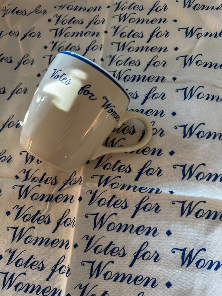Kath Eats Blogger Kath Younger - in photo: a mug with a text "Votes for Women"
