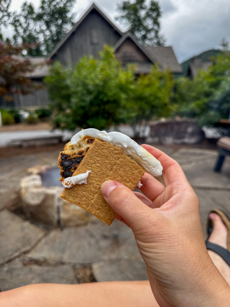 Kath Eats Blogger Kath Younger shares thier Bear Lake Reserve - in photo: person holding smores