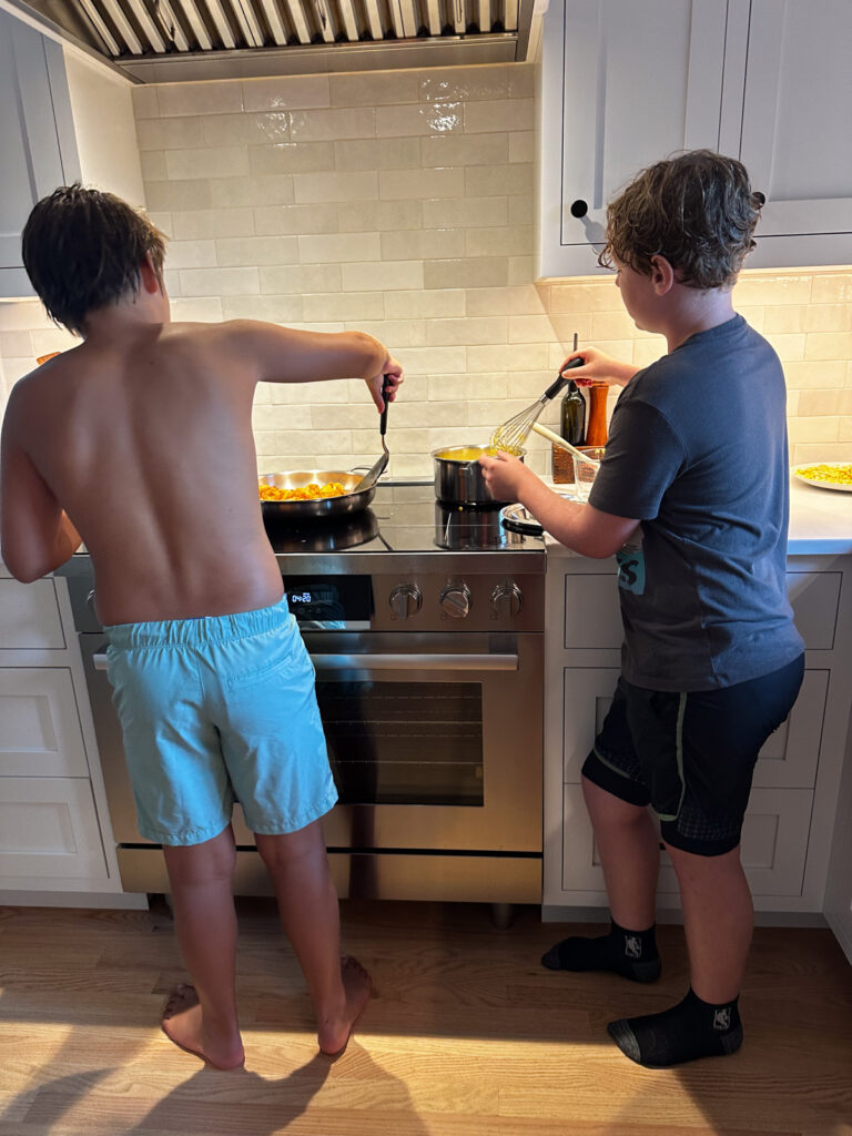 Kath Eats Blogger Kath Younger shares a photo of her kids cooking