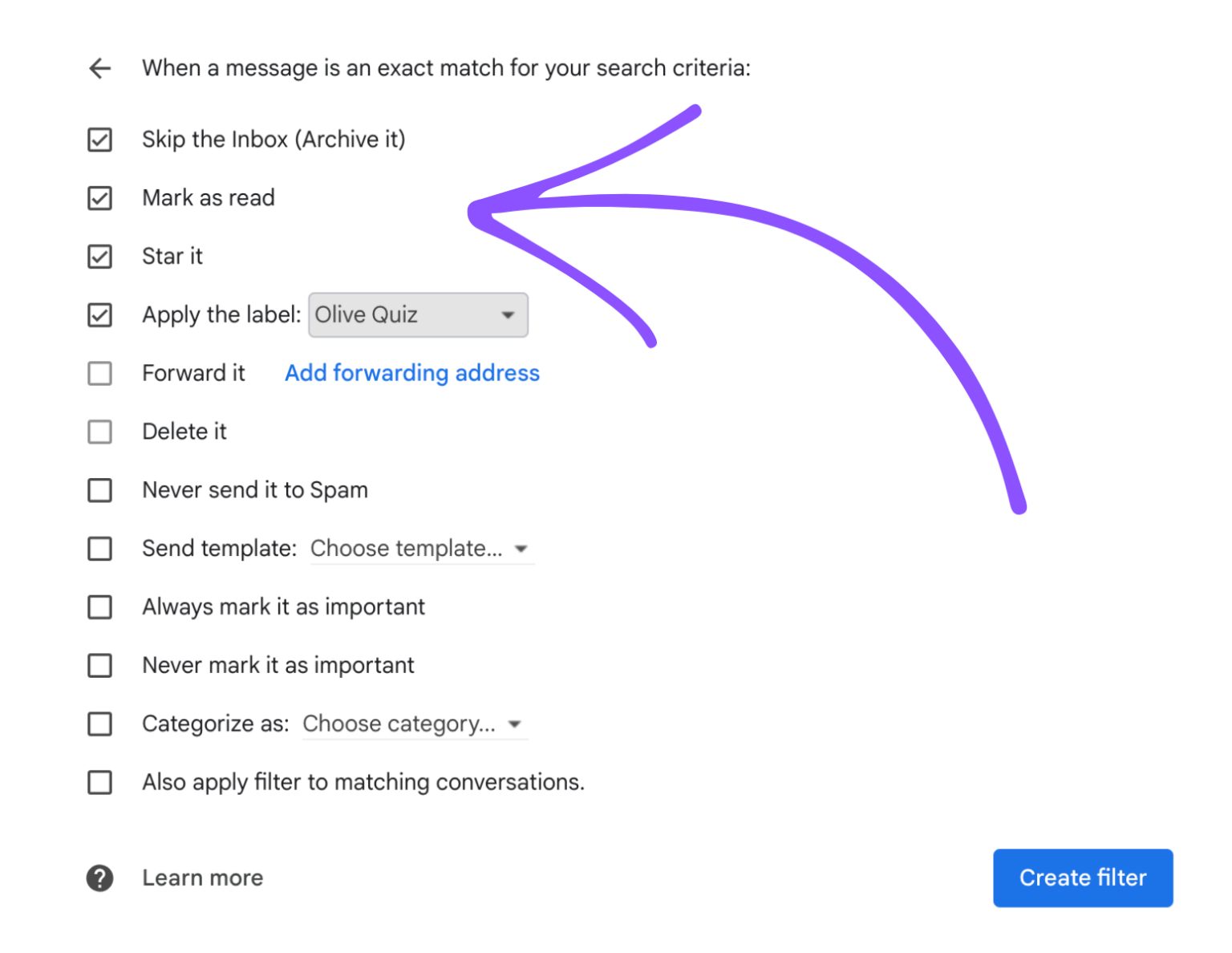 Kath Eats Blogger Kath Younger shares How to Create Rules in Gmail - in photo: third  step: Click Create Filter