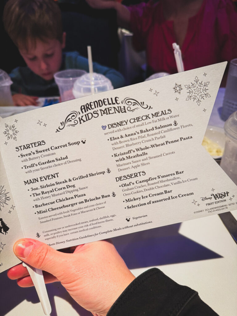 Arendelle kids menu