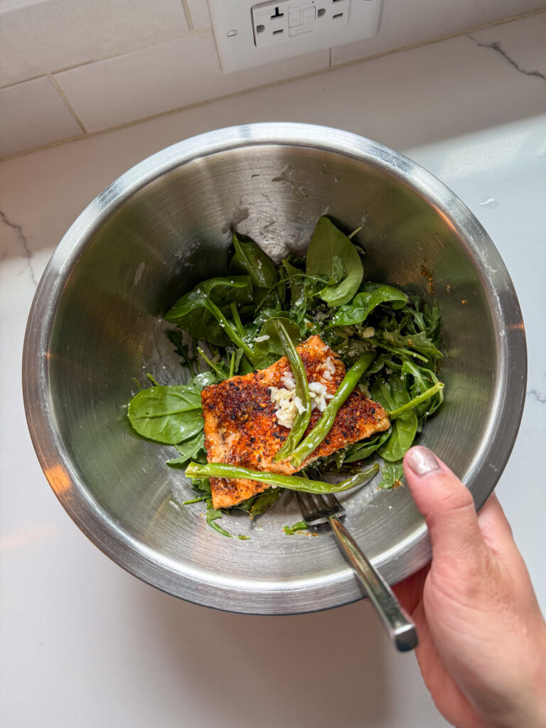 everyday salad with leftover salmon