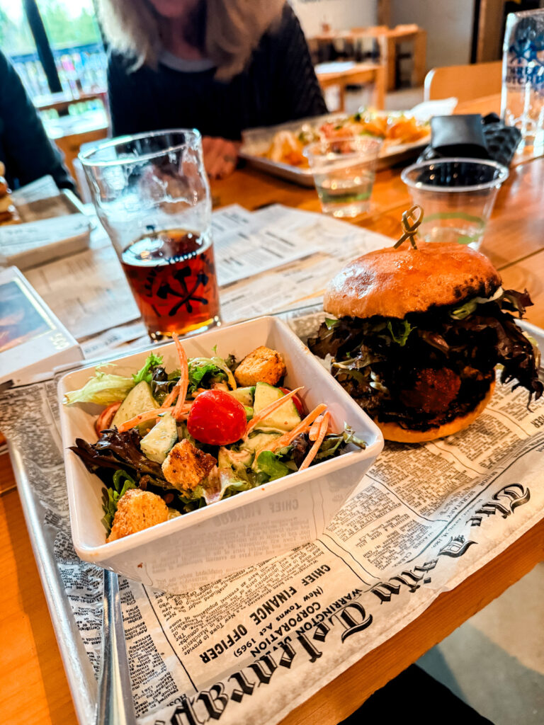 salad and burger