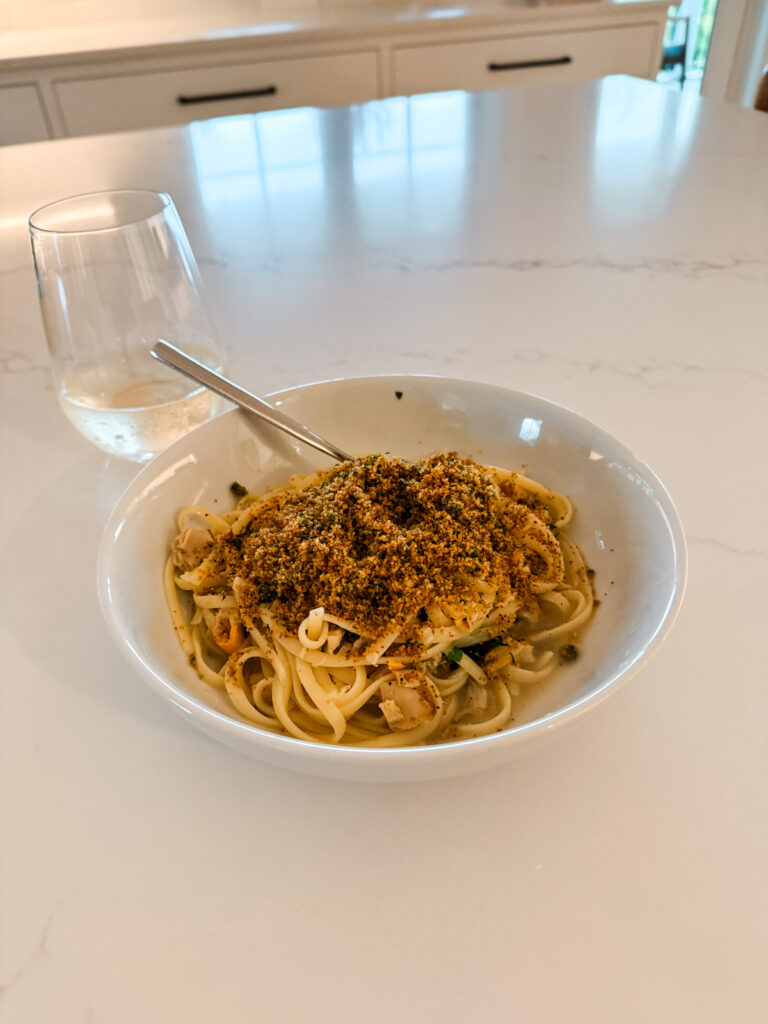 Linguini with Clams + Breadcrumbs