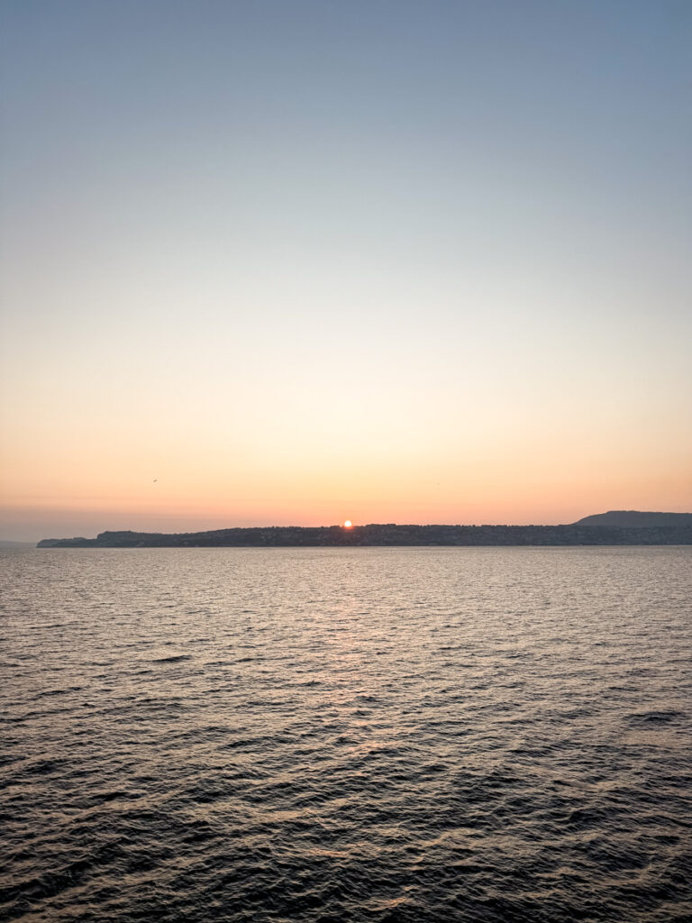 Sunset while we set sail