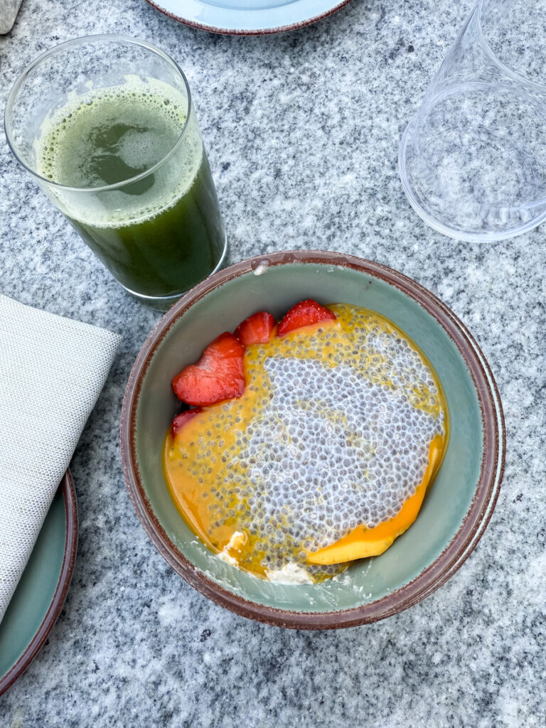 chia pudding and fruit bowl