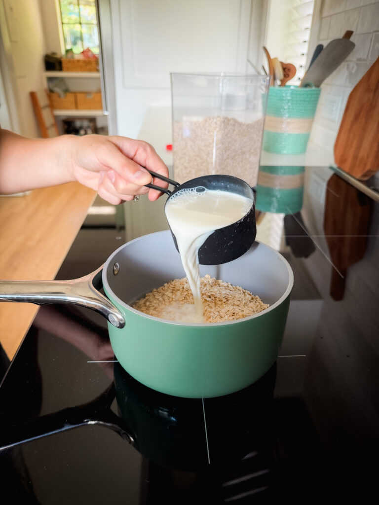 Combine oats and milk