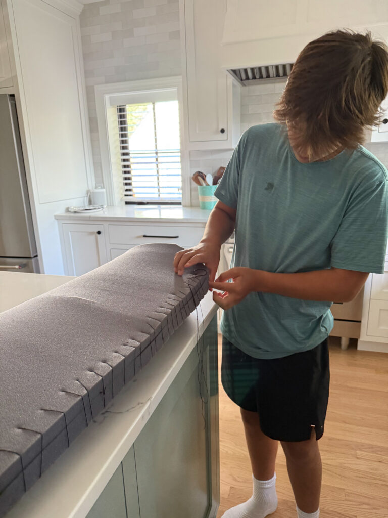 sewing the foam