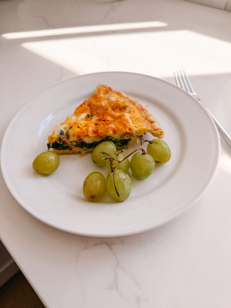 Homemade ham and spinach quiche