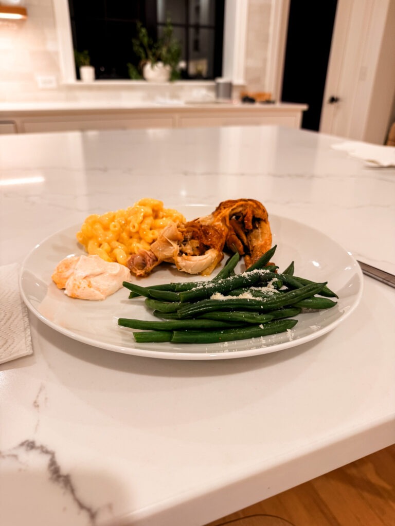 Rotisserie Chicken Rotisserie Chicken + Wegman's Frozen Mac + Green Beans